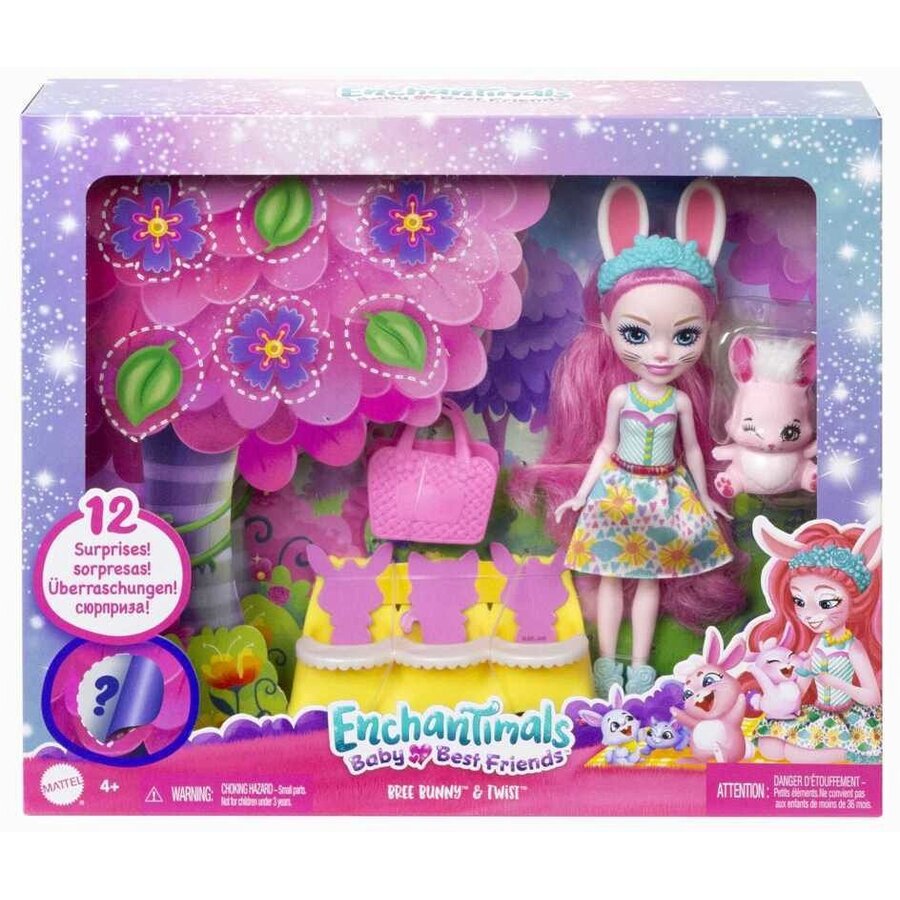 Jucarie Enchantimals Baby Beast Bree Bunny & Twist Bunny Doll