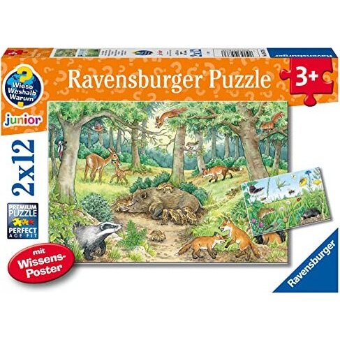 Jucarie Why? For what reason? Why? Animals in the forest and on the meadow, jigsaw puzzle (2x 12 par