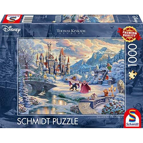 Schmidt Spiele Thomas Kinkade Studios: Disney - Beauty and the Beast, Magical Winter Evening (Limite