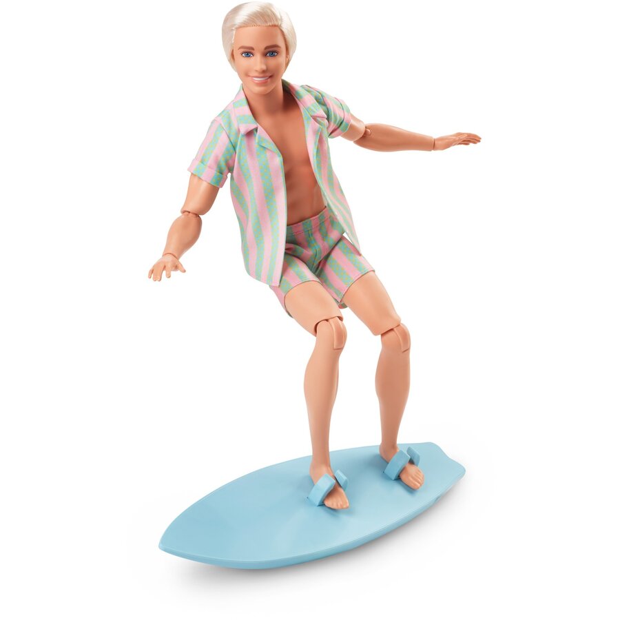 Mattel Signature The Movie Ken Doll Wearing Pastel Pink and Green Striped Beach Outfit Mini-Play Fig