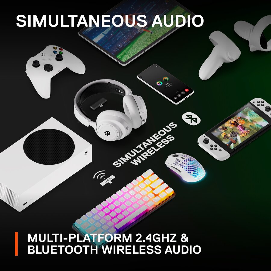 Căști SteelSeries Arctis Nova 7X, gaming headset (white/black, USB-C, Bluetooth) — imaginea 3