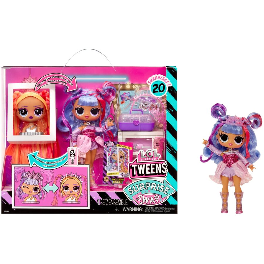 MGA Entertainment LOL Surprise Tweens Surprise Swap Fashion Doll - Buns-2-Braids Bailey, doll