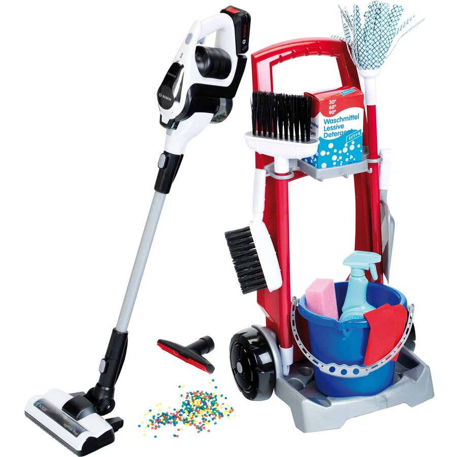 Theo Klein Bosch Vacuum Cleaner Unlimited With Cleaning Trolley, Children's Household Appliance
