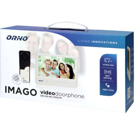 Videointerfon ORNO Imago OR-VID-MC-1059/W Color Monitor Ultra-Plat Control Automat Al Portilor 16 Sonerii Infrarosu Alb