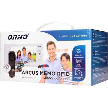 Videointerfon ORNO Arcus OR-VID-JS-1053/W Color Monitor Ultra-Plat Control Automat Al Portilor 9 Sonerii Infrarosu Alb
