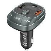 Modulator FM Vention 3-Port USB C + A + A Car Charger with FM Transmitter 30W/18W/5W Black ABS Type FFLB0