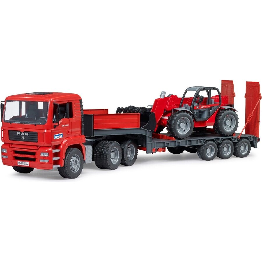 Vehicul De Jucărie Bruder MAN TGA Incarcator Jos Cu Manipulator Telescopic 1:16 +36luni Roșu/Negru