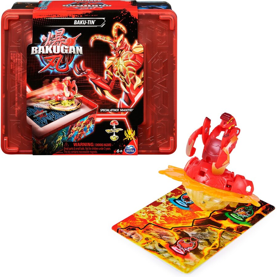 Spin Master Bakugan 2023 Baku-tin With Special Attack Mantid, Skill Game (with Storage Box, Action Figure And Trading Cards)