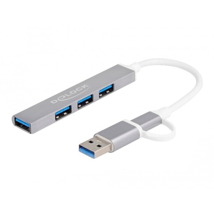 Hub USB 4 Port Slim USB Hub with USB Type-C or USB Type-A, USB hub