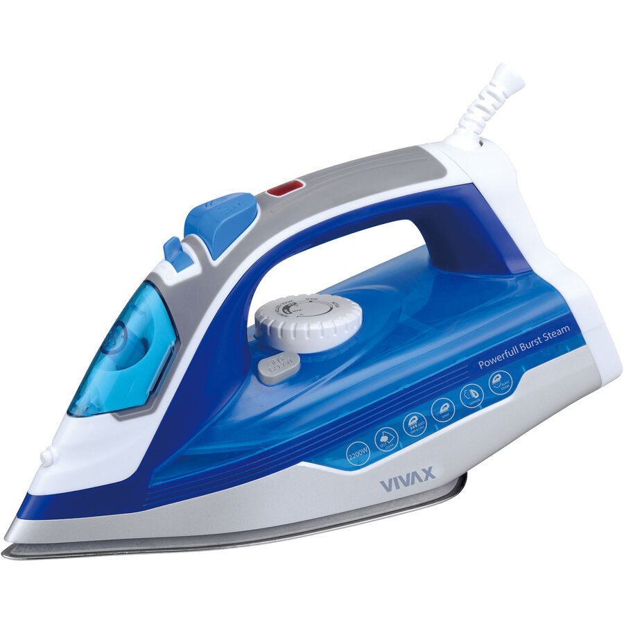 Fier De Calcat 2200W Termostat Reglabil Rezervor Apa 320Ml Abur 15-35g/Min Anti-Picurare Autocuratare Albastru/Alb