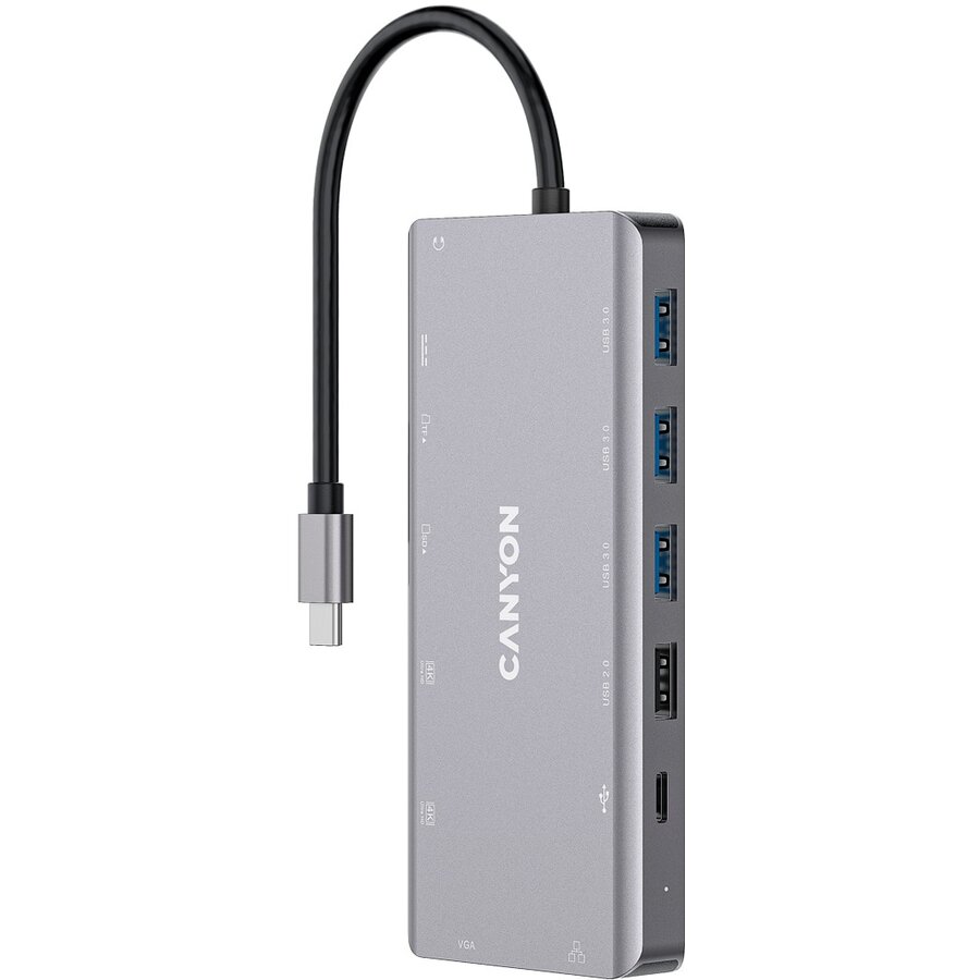 Docking Station CNS-TDS12 13in1 USB-C Dark Grey