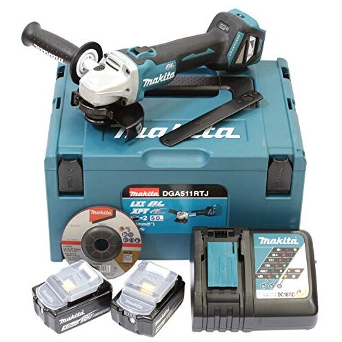Polizor cordless angle DGA511RTJ 18 Volt (blue / black MAKPAC size 2 2x Li-ion battery 5.0 Ah)