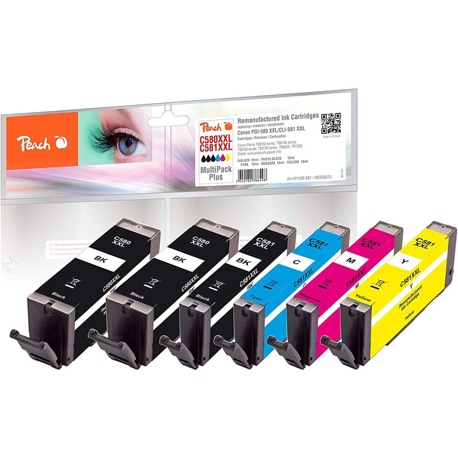 Set Cartușe Cerneală Peach Compatibile Cu Canon 580XXL / 581XXL Negru Galben Magenta Cyan