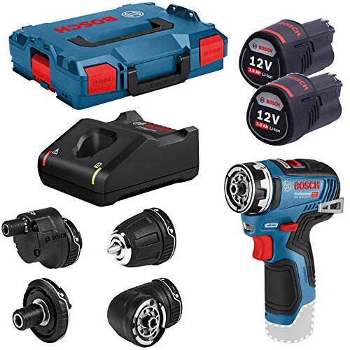 Bosch cordless drill GSR 12V-35 FC Professional, 12V (blue / black, 2x Li-ion battery pack 3.0Ah, with FlexiClick essays, L-BOXX)