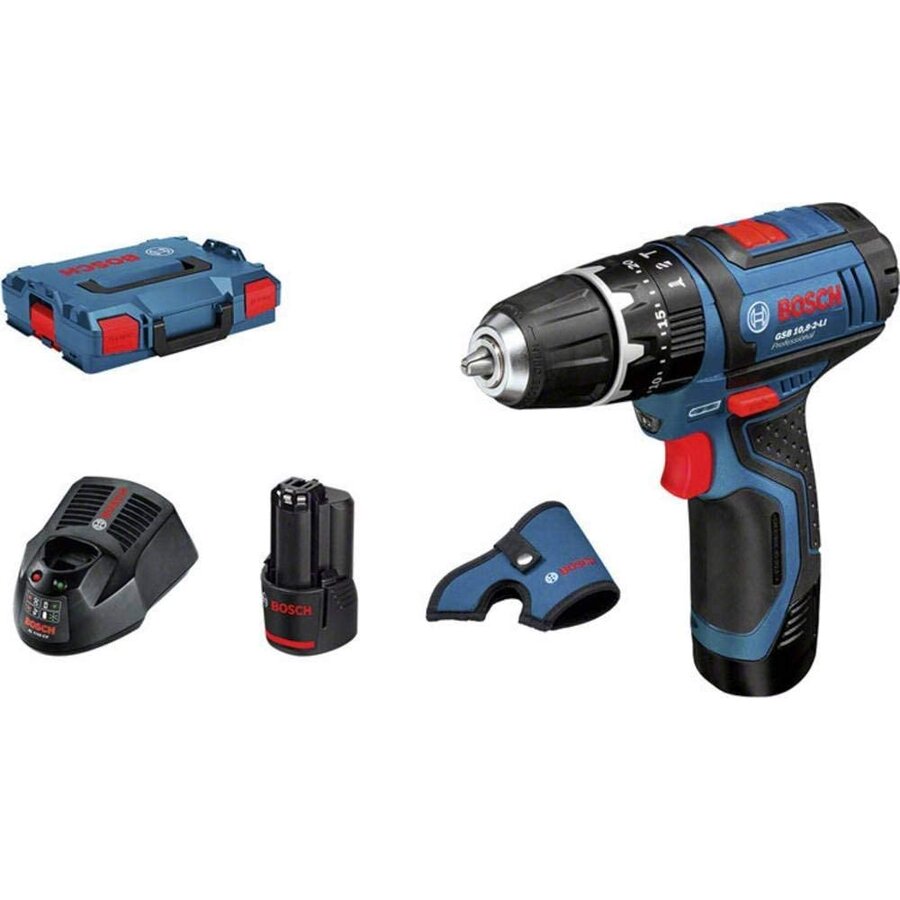 Bosch cordless hammer drill driver GSB 12V-15 Professional, 12 volt (blue / black, Li-ion battery 2.0Ah, Li-ion battery 4.0Ah, drill & bit set)