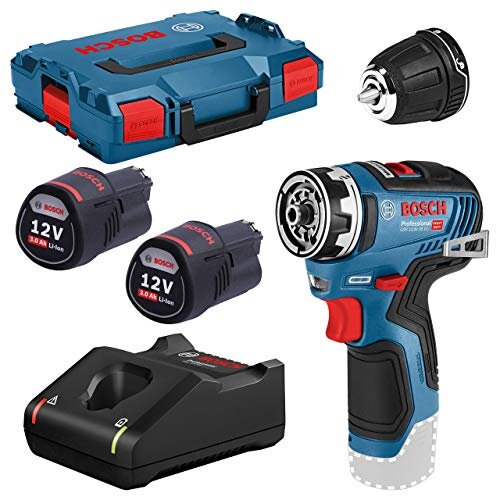 Bosch cordless drill GSR 12V-35 FC Professional, 12Volt (blue / black, 2x Li-ion battery 3.0Ah, with FlexiClick drill chuck, L-BOXX)