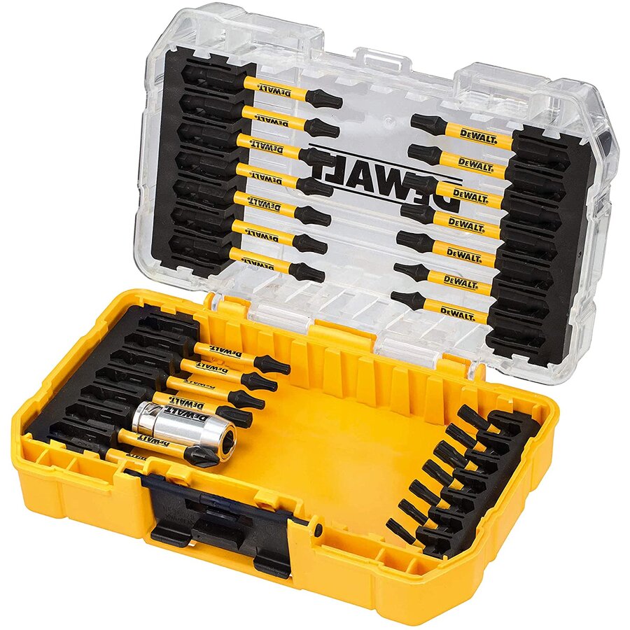 EXTREME FLEXTORQ screwdriver bit set DT70734T-QZ, 29 pieces, bit set (yellow, incl. Magnetic bit ring)