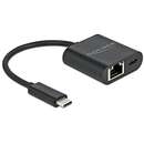 USB-C adapter> Gigabit LAN + PW black - LAN 10/100/1000 Mbps with Power Delivery