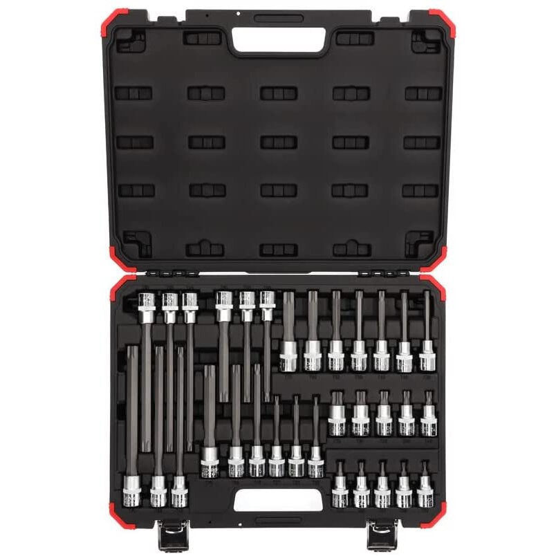 Red screwdriver socket set, 1/2 (black/red, 32 pieces, TORX, in case) 3301577