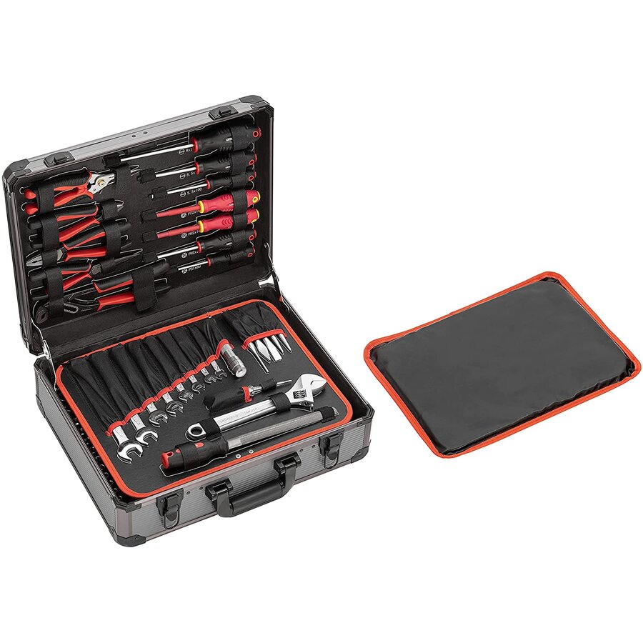 red ALLROUND universal set in aluminum case, 138 pieces, tool set (with reversible ratchet, SW 8mm -