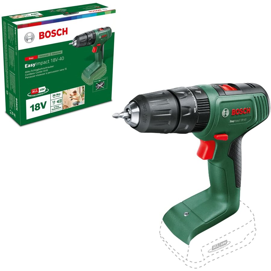 Bosch Cordless Impact Drill Easyimpact 18v-40 (green/black, Without Battery And Charger)
