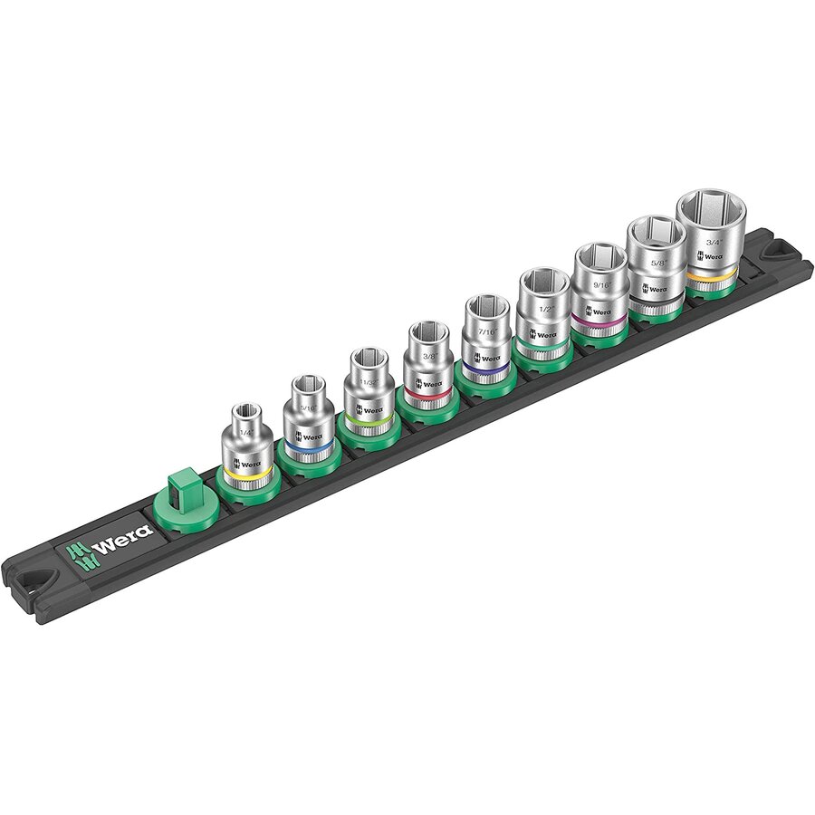 socket magnetic strip B Imperial 1 socket set 3/8, imperial (black/green, 9?piece)