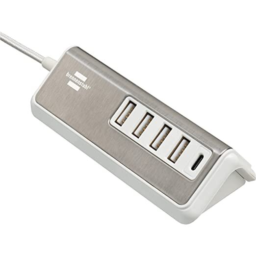 Hub USB Estilo USB multi-charger (white/stainless steel, 5x USB, PD 20 Watt)