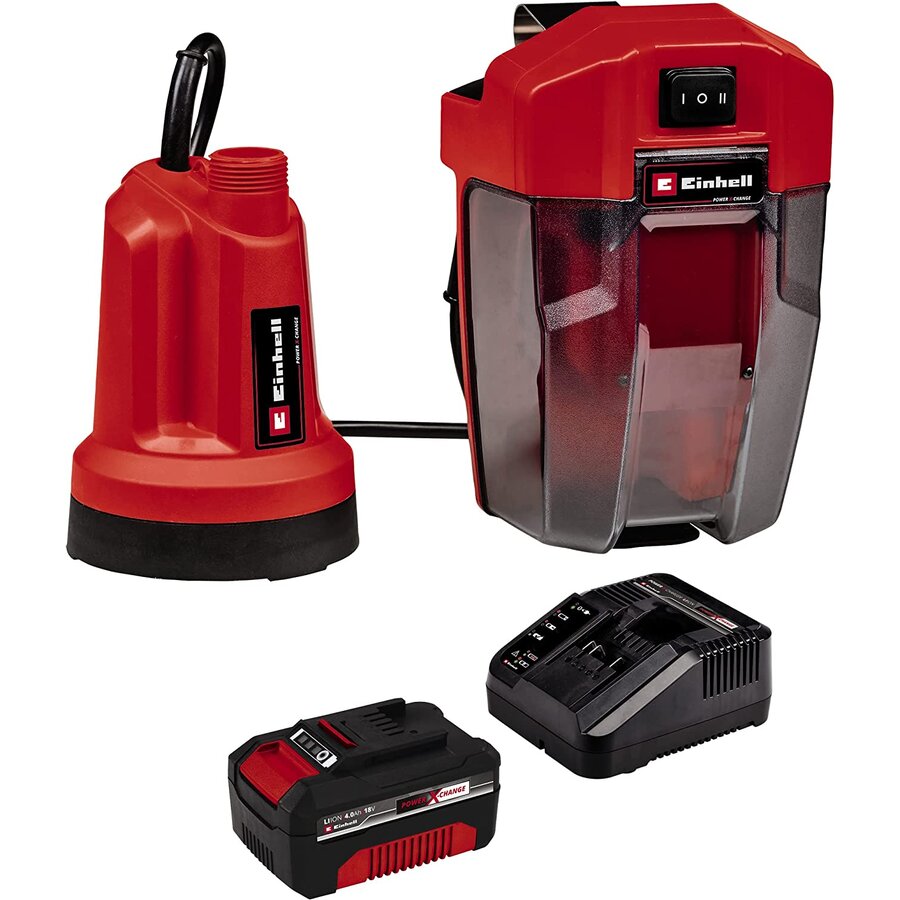 cordless clear water pump GE-SP 18 LL Li, submersible / pressure pump (red/black, Li-ion battery 4Ah)