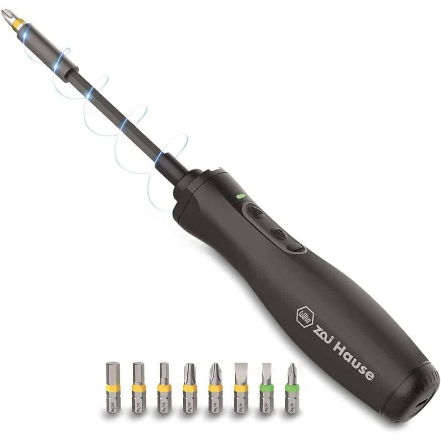 Zai home e-screwdriver, screwdriver (black, Li-Ion battery 3.6V 1.5Ah, 8 bits and extension)