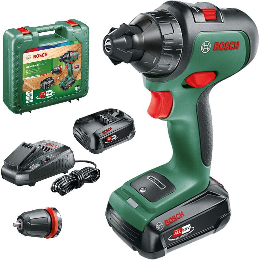 Bosch Cordless Drill AdvancedDrill 18 (green/black 2x Li-Ion battery 2.5Ah case)