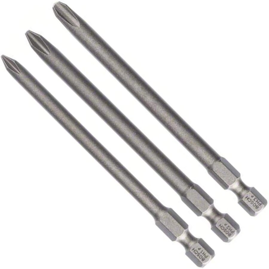 Bosch screwdriver bit set extra hard, 89mm, PH 1, PH 2, PH 3, bit set (3 pieces)