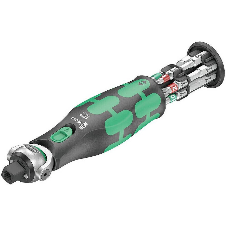 8009 Zyklop Pocket Set Imperial 1, bit set (black/green, reversible ratchet for 3/8, 1/4)