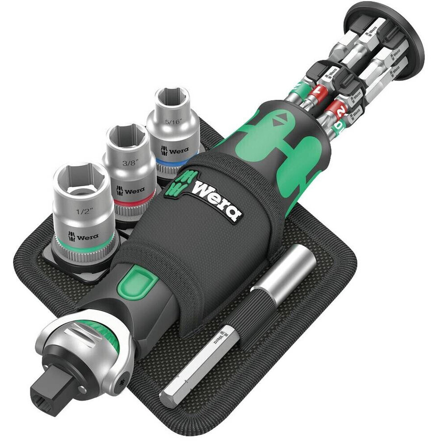 8009 Zyklop Pocket Set Imperial 2, bit set (black/green, reversible ratchet for 3/8, 1/4)