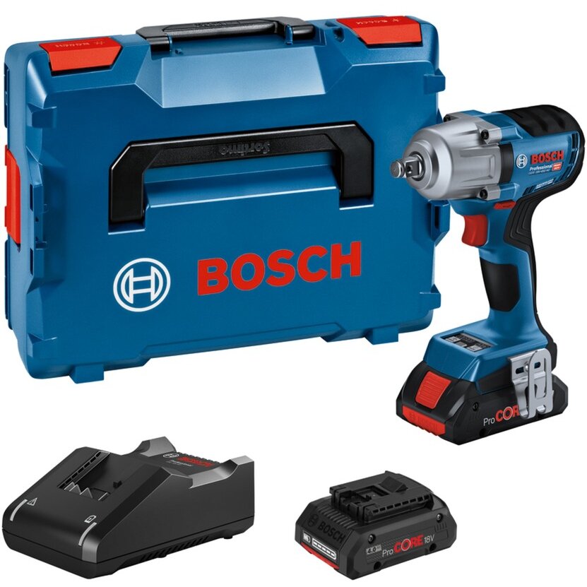 Bosch cordless impact wrench GDS 18V-450 HC Professional, 18V (blue/black, 2x Li-Ion battery ProCORE18V 4.0Ah, Bluetooth module, in L-BOXX)