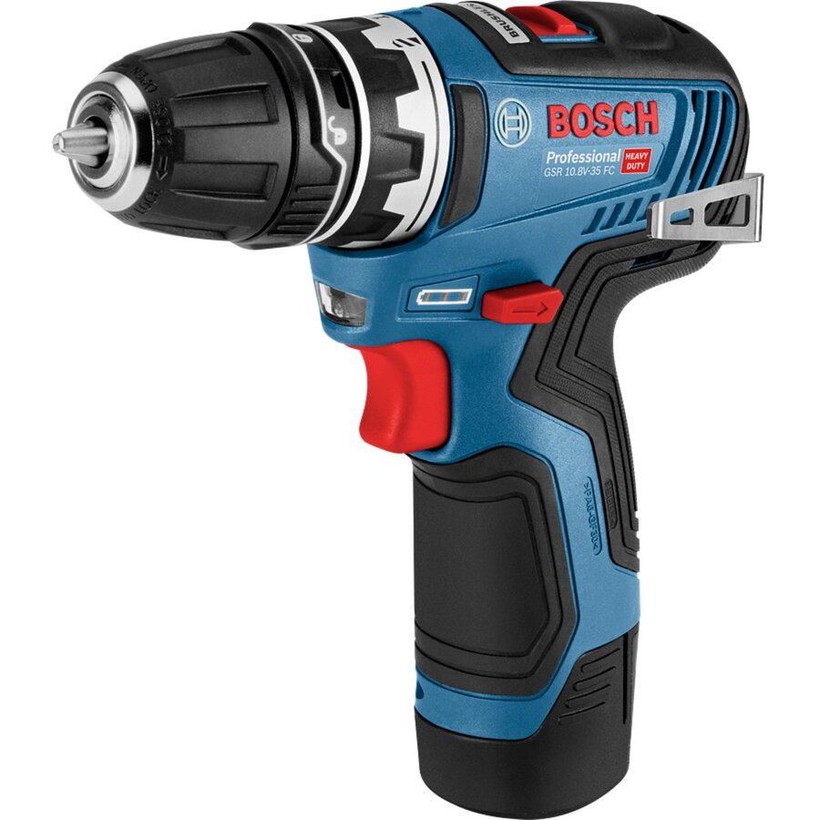 Bosch Cordless Drill GSR 12V-35 FC Professional, 12V (blue/black, 2x Li-Ion battery 3.0Ah, with FlexiClick attachments, L-BOXX)