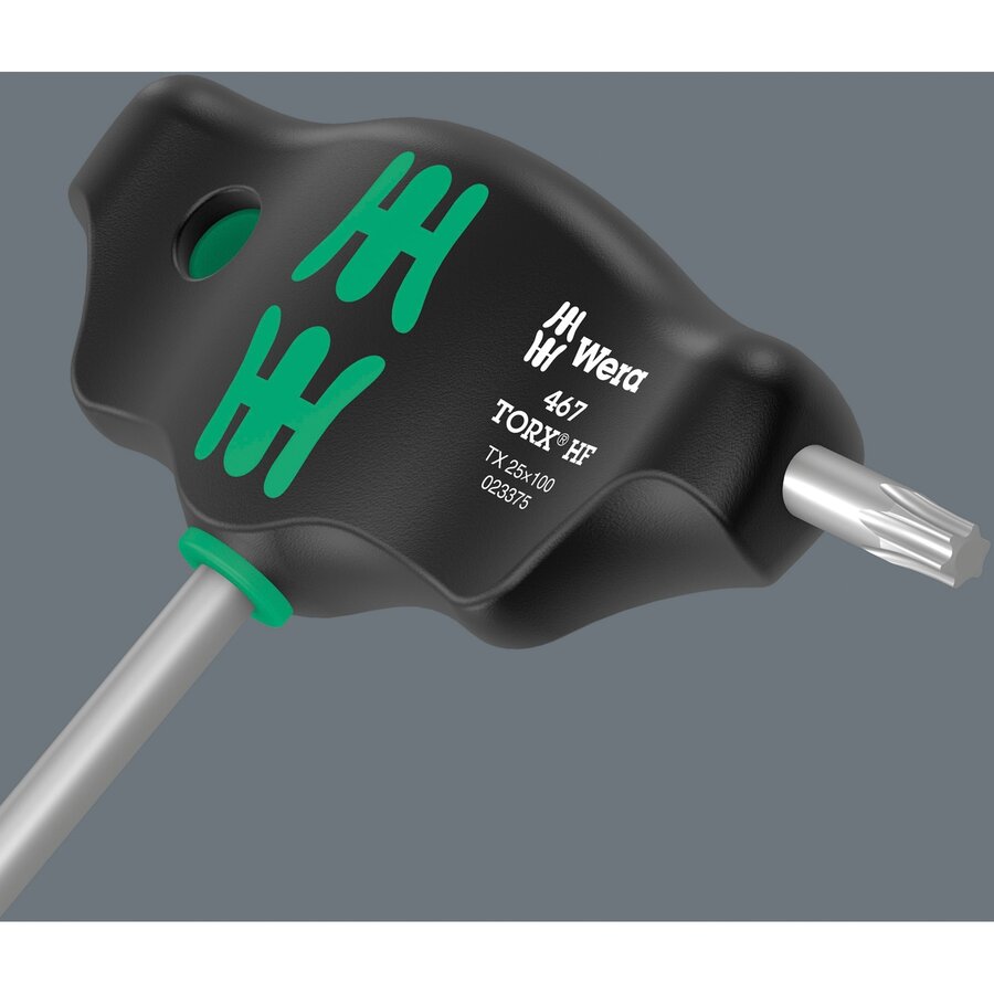 Wera 467/7 TORX HF set 2 T-handle screwdrivers + rack, 7 pieces (black/green, with holding function) - imagine 2
