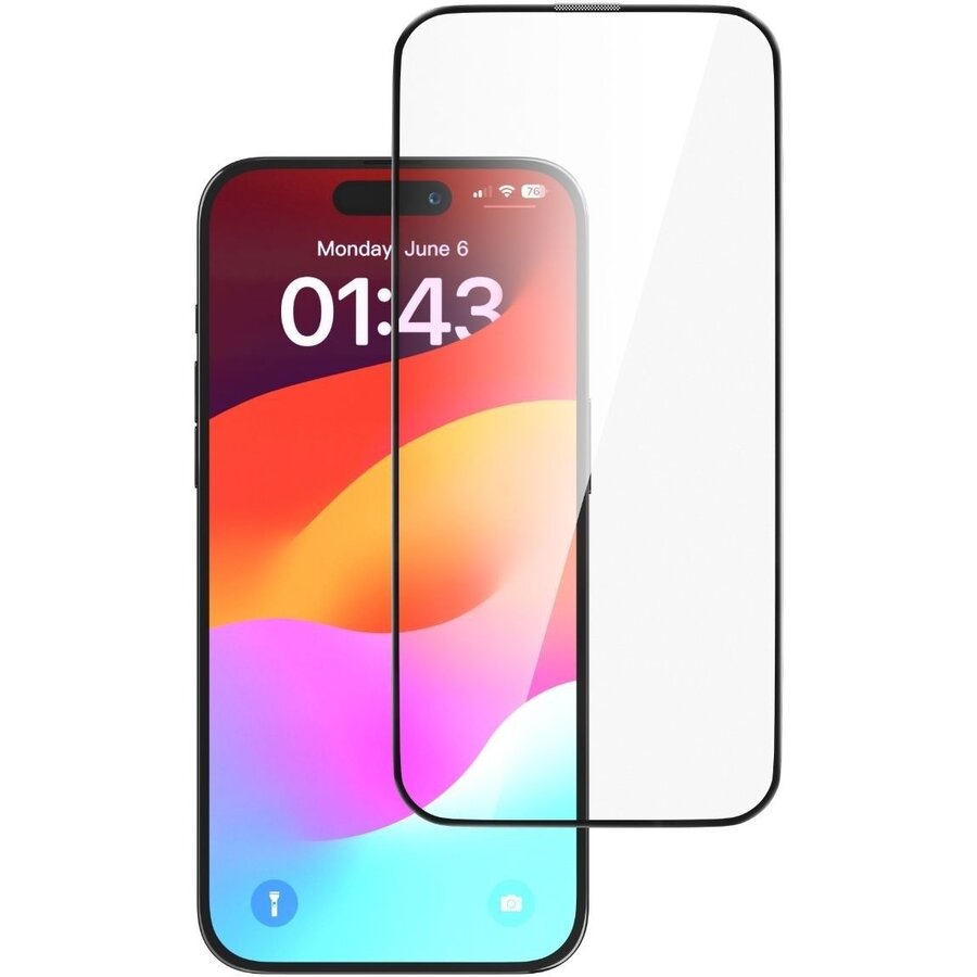 Folie protecție Devia Star Series Full Screen Entire View pentru iPhone 15 Pro Negru