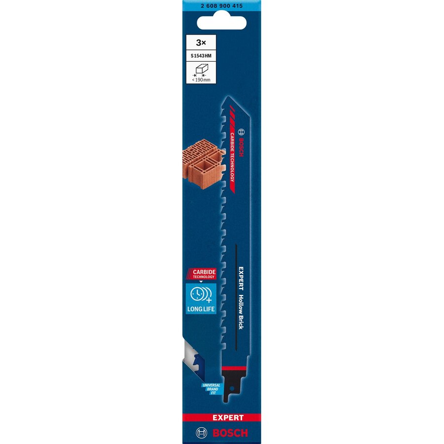 Bosch Expert reciprocating saw blade 'Hollow Brick' S 1543 HM, 3 pieces (length 240mm)