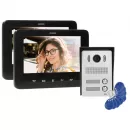 Pentru Doua Familii INDI Multi Color Monitor Ultra-Plat LCD 7" Control Automat Al Portilor 16 Sonerii Functie Intercom Deschidere Cu Ajutorul Etichetelor De Proximitate Negru/Gri