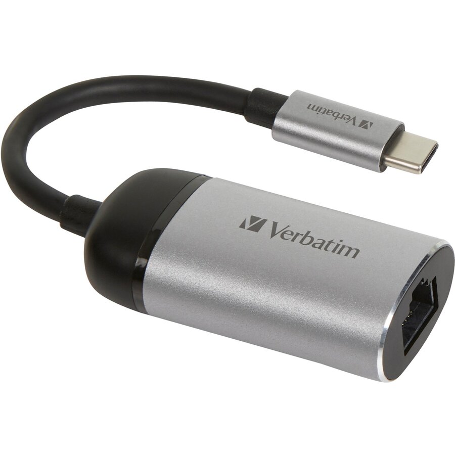 Hub USB USB 3.2 Gen 1 adapter, USB-C male > RJ-45 female (silver/black, 10cm, Gigabit LAN 10/100/1,000 Mbit/s)