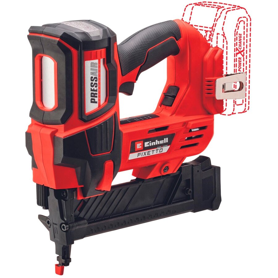 Professional cordless staple gun FIXETTO 18/38 S, 18 volt, electric staple gun (red/black, without battery and charger)