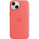 silicone case with MagSafe, mobile phone case (light red, iPhone 15)