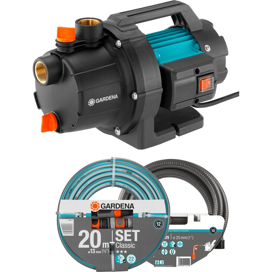 garden pump 3000/4 BASIC set (turquoise/black, 600 watts, including suction set, classic hose)
