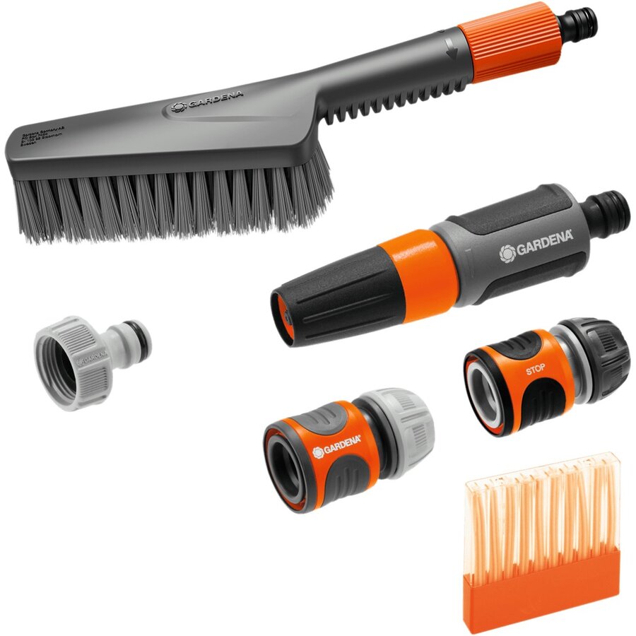 Cleansystem basic equipment with hand brush S soft, washing brush (grey/orange, incl. 10 soap sticks, cleaning syringe, connector)