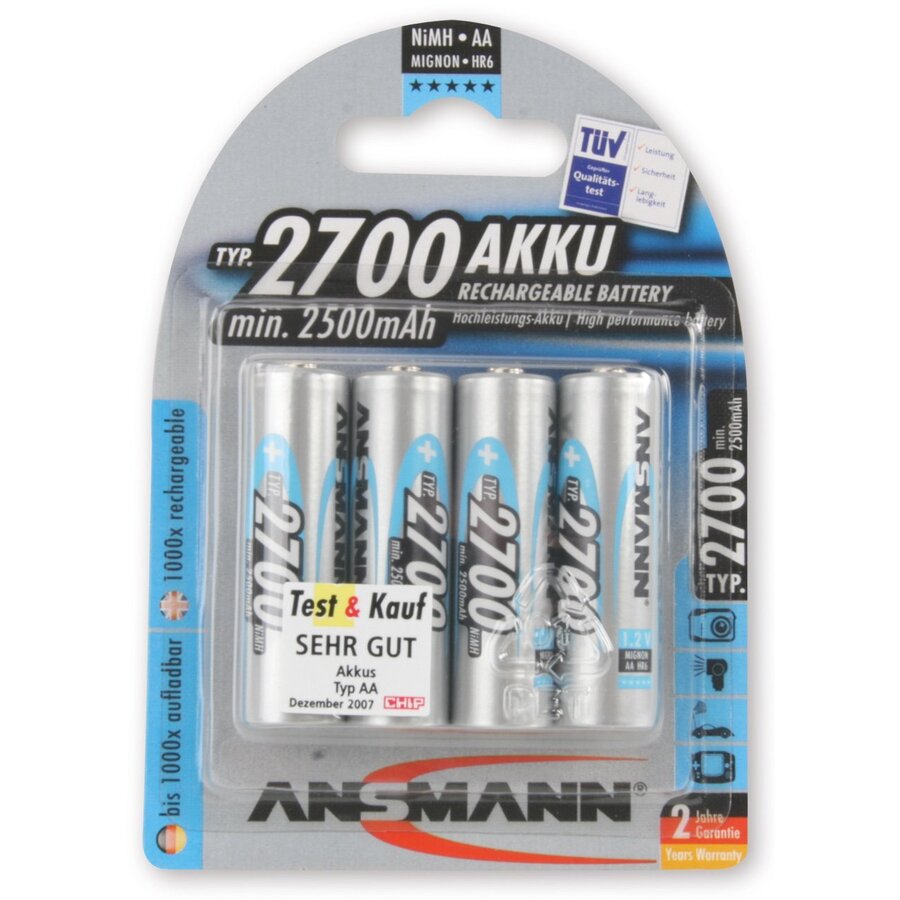 Baterie Mignon NiMh Bateria 4xAA 2700mA