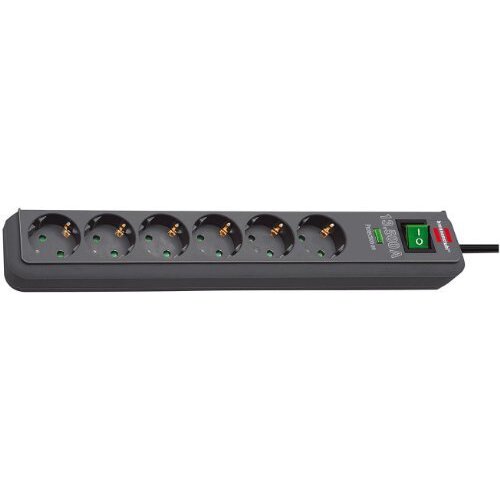 Eco-line Sockets 6-fold - Anthracite 13.500a Surge Protection