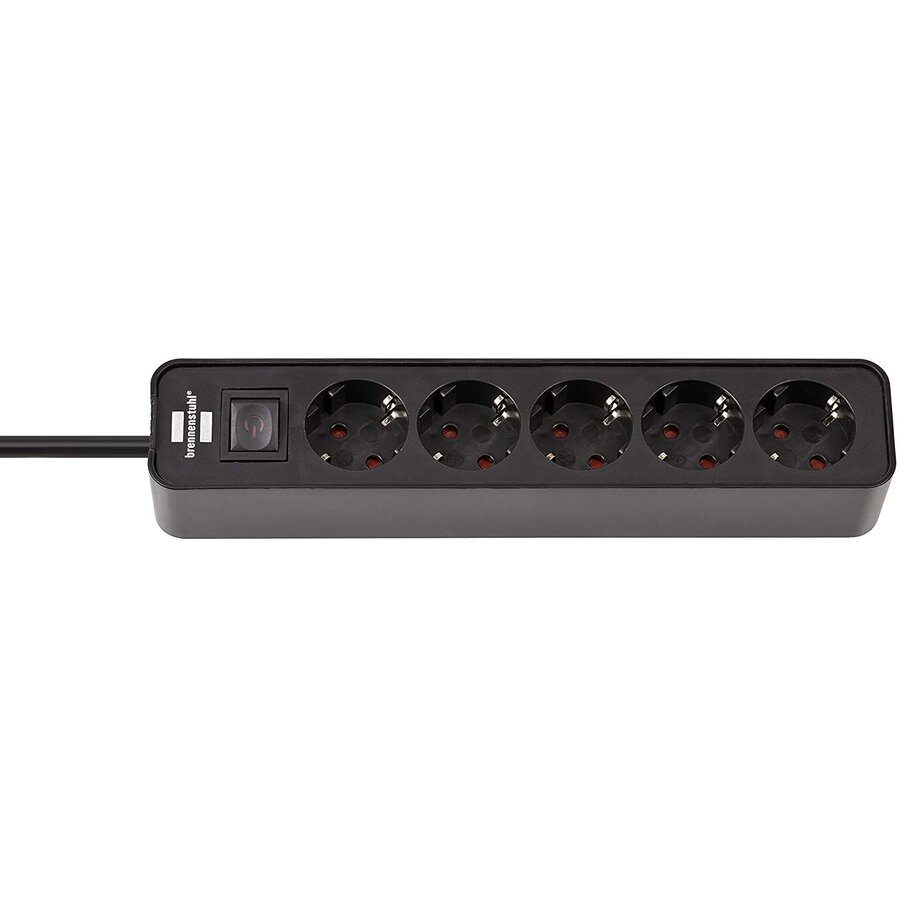 Ecolor power strip 5-fold black