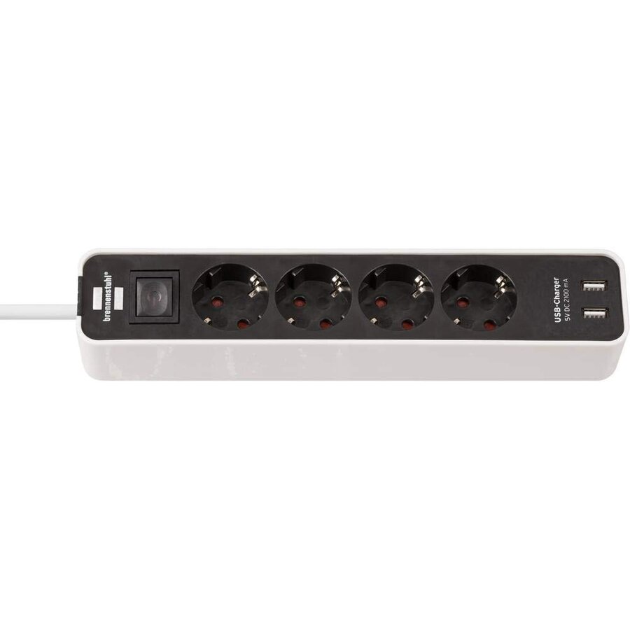 Ecolor 4x Power 2x USB - 1.5m - white
