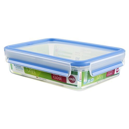 Clip & Close Frischhaltedosen (transparent / blue, 1.2 liters, classical format)