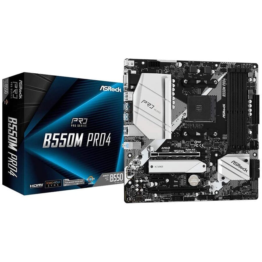 Placa de baza ASRock B550M Pro4, AMD B550, AM4, mATX - imagine 3